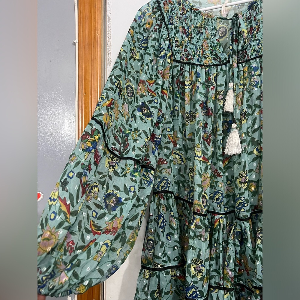 Free People Mint Green Floral Boho Dress - Picture 3 of 4